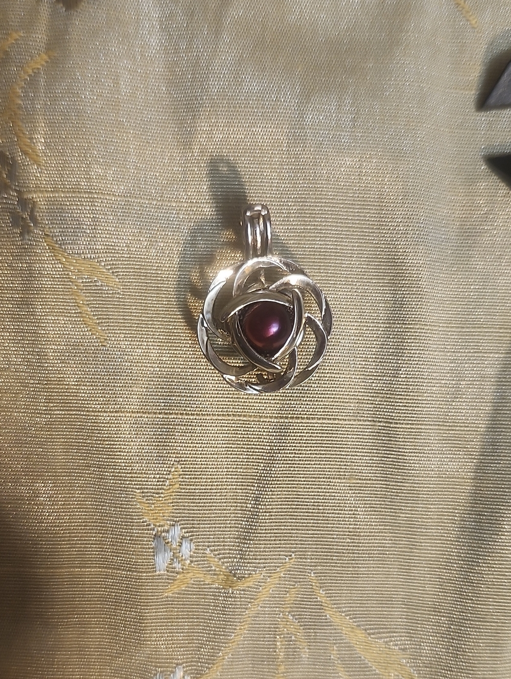 Silver With Red Pearl Swirl Pendant